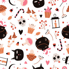 seamless cute pattern for halloween party holiday vector illustration