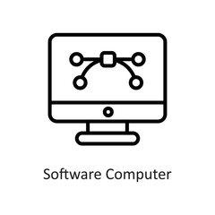 Software Computer Outline Vector Icon Design illustration on White background. EPS 10 File