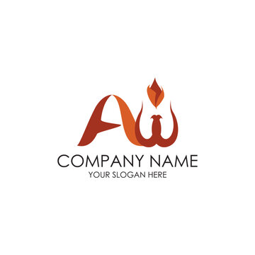 flame iconic simple initial fire logo premium red