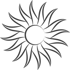 Tribal flaming sun stencil Outline illustration