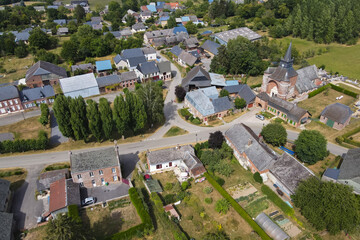 Fototapeta na wymiar Aerial view of the beautiful village of Parfondeval during the summer