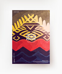 Creative drawing in Polynesian style. For flyers, covers, posters, banners. Vector.