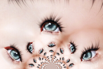 Artistic 3D illustration of a female eye - 529216628