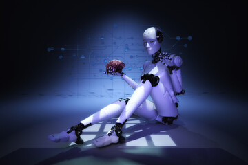 Artistic 3D illustration of a cyborg - 529216864