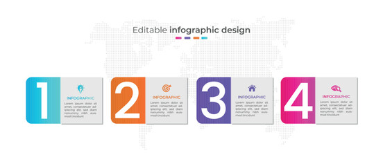 Fototapeta na wymiar Gradient four step timeline business infographic element