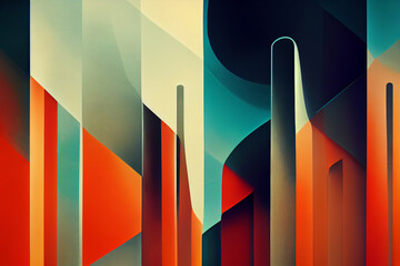 Colorful forms and lines in cubism style
