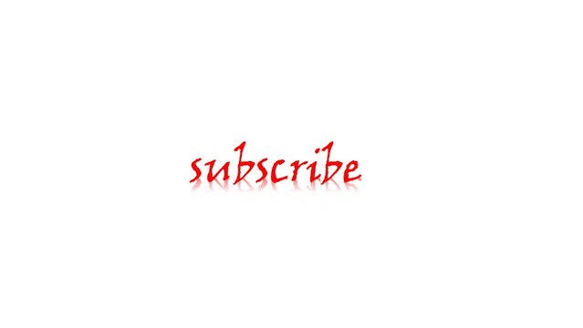 Animation subscribe word red color letter animated on white screen 4k video clip.