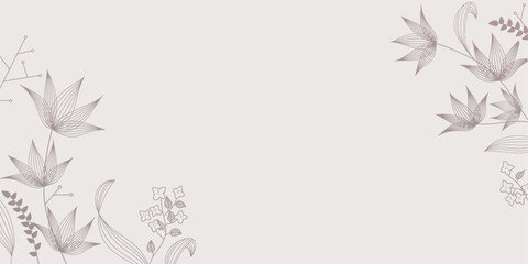 Obraz premium Flowers illustration hand drawn nature banner - Floral design leaves and petals - Art background