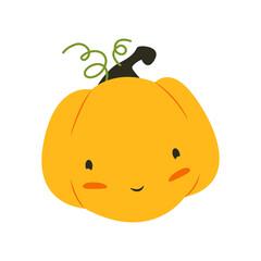 Cute halloween pumpkin. Halloween holiday. Vector illustration in flat style.