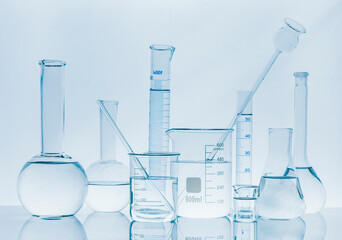 laboratory glassware with chemicals