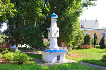 Vintage Sundial in inner yard of Kyiv-Mohyla Academy in Kyiv, Ukraine