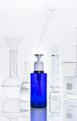 glassware with blue liquid