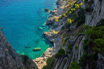 Rocky Coastline with deep blue sea