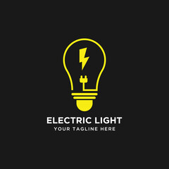 Electric light logo idea design template 