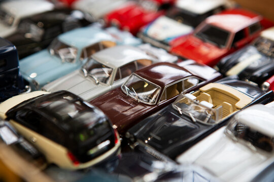 Rows of miniature Dye Cast Cars