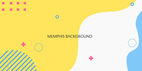 Modern abstract background with yellow blue memphis elements. used for posters, banners and website landing pages