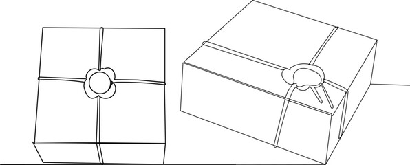 boxes, parcels one continuous line drawing, vector