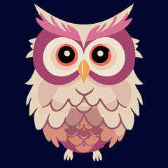 Cute flat howl vector illustration. Cartoon, happy graphic design. Colorful bird. Hipster, vintage design.