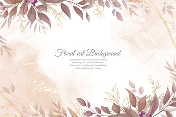 Fototapeta na wymiar Elegant Wedding Invitation Design with Watercolor and Greenery Leaves