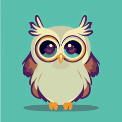 Cute flat howl vector illustration. Cartoon, happy graphic design. Colorful bird. Hipster, vintage design.