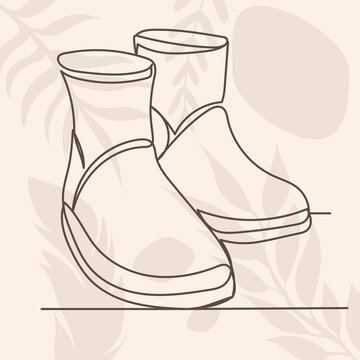 boots drawing by one continuous line