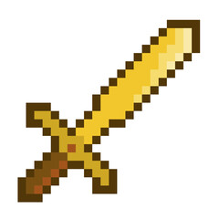 Obraz premium Golden Sword, Pixelated Icon Art