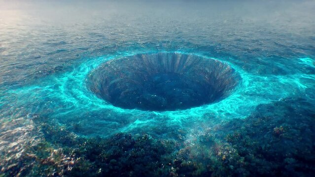 Blue hole in the ocean