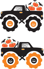 Pumpkin Monster Truck, Halloween Truck, Happy Halloween, Vector Illustration File © Artstoredigital