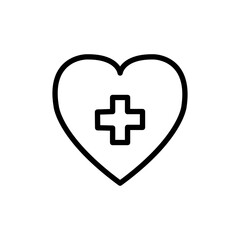 Cross inside heart line style icon design of Medical care hygiene health emergency aid exam clinic and patient theme Vector illustration