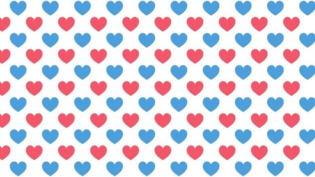 seamless pattern with red and blue hearts background.