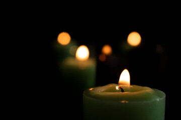 Christmas decoration with candles and Christmas lights	