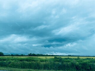 clouds over the field