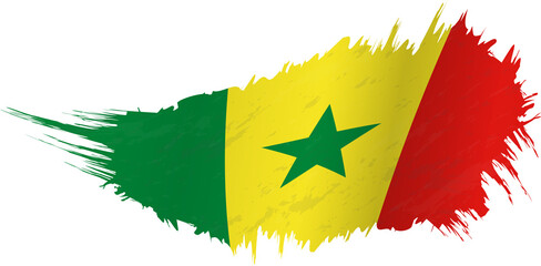 Flag of Senegal in grunge style with waving effect.