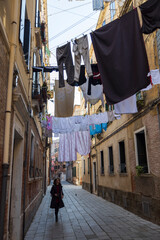 Drying laundry on the street of Venice