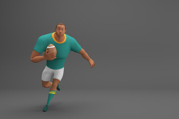 Fototapeta na wymiar 3d rendering Rugby players fight for the ball on professional rugby
