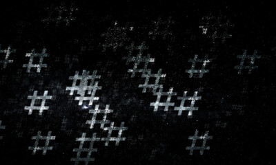 White  hashtag random pattern background. 3d illustration.