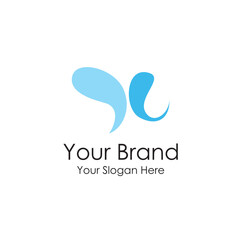 simple wave water iconic blue logo premium