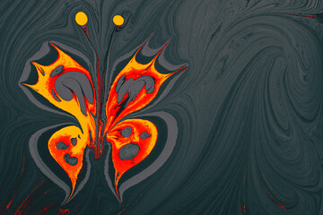 Abstract creative  marbling with butterflypattern.