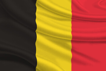 Fototapeta premium 3D Flag of Belgium on wrinkled fabric background.
