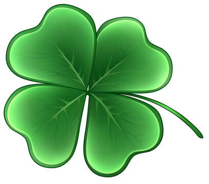 St. Patrick's Day four-leaf clover isolated illustration. Luck symbol .png drawing on transparent background