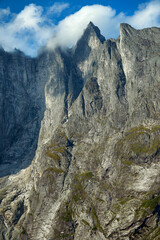 The Troll Wall or Trollveggen, Romsdalen valley, Rauma, Møre og Romsdal, Norway.