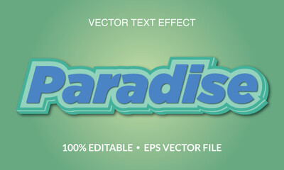 Paradise Editable 3D text style effect vector template