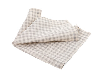 Fototapeta premium One grey plaid napkin isolated on white