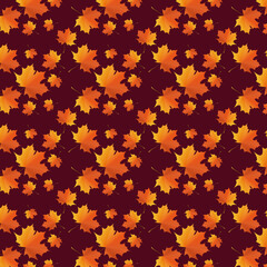 Naklejka na ściany i meble Autumn maple leaf pattern on burgundy background