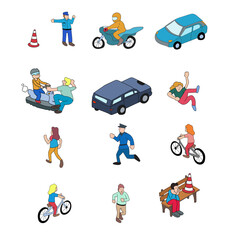 people activities at the street set vector illustration