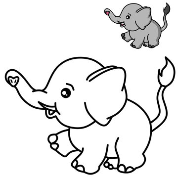 elephant vector drawing for coloring book