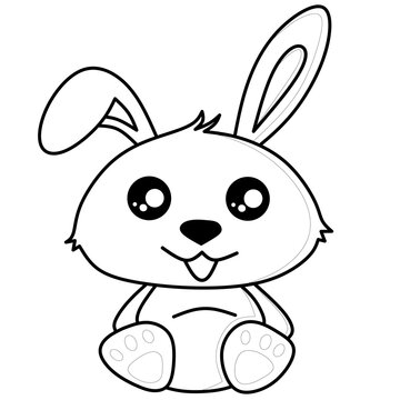 rabbit vector drawing for coloring book