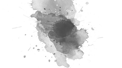 watercolor paint brush stroke. ink splash transition. Abstract inkblot, splat, fluid art, overlay, alpha matte composition, spread on a white paper background. ink transition splatter blot spreading.