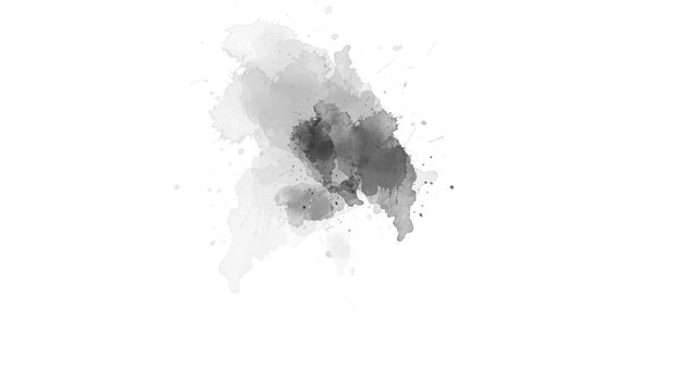 watercolor paint brush stroke. ink splash transition. Abstract inkblot, splat, fluid art, overlay, alpha matte composition, spread on a white paper background. ink transition splatter blot spreading.