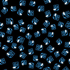 Line GIF file document. Download gif button icon isolated seamless pattern on black background. GIF file symbol. Vector